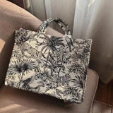 UAKISS  -  Fashion Embroidery Women Tote Bag Casual Lage Capacity Canvas Shoulder Bag Solid Commuting Designer Luxury Female Handbag