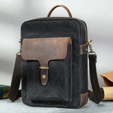 UAKISS  -  New Casual Men's Canvas With Leather Top-handle shoulder bag large capacity male crossbody bag for men Fashion