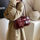 UAKISS  -  Small PU Leather Double Pockets Underarm Bags for Women 2024 Y2K New Luxury Shoulder Bag Females Handbags and Purses