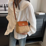 UAKISS  -  Mini Weave Straw Crossbody Bags for Women 2024 Korean Fashion Summer Shoulder Bags Lady Travel Handbags Cute Beach Bag