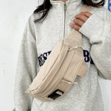 UAKISS  -  Women Korean Preppy Cargo Handbags Y2k Japanese Chic Vintage Casual Shoulder Crossbody Bag Simple Solid Streetwear Chest Bags