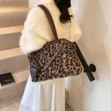 UAKISS  -  Retro Leopard Tote Bag for Women 2024 Winter Trend New Fashion Y2K Handbags Females Travel Luxury Design Shoulder Bags