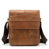 UAKISS  -  Men's Cow Leather Casual Shoulder Bag Business Chest Bag Male Sports Retro Backpack Bag