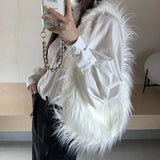 UAKISS  -  Y2K Faux Fur Solid Women's Bag Trend Individuality Winter Plush Shoulder Bags Female Fashion New Design Bolso Mujer