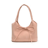 UAKISS  -   Small PU Leather Shoulder Bags for Women 2024 Y2K New Designer Bow Tote Bag Females Luxury Simple Handbags and Purses