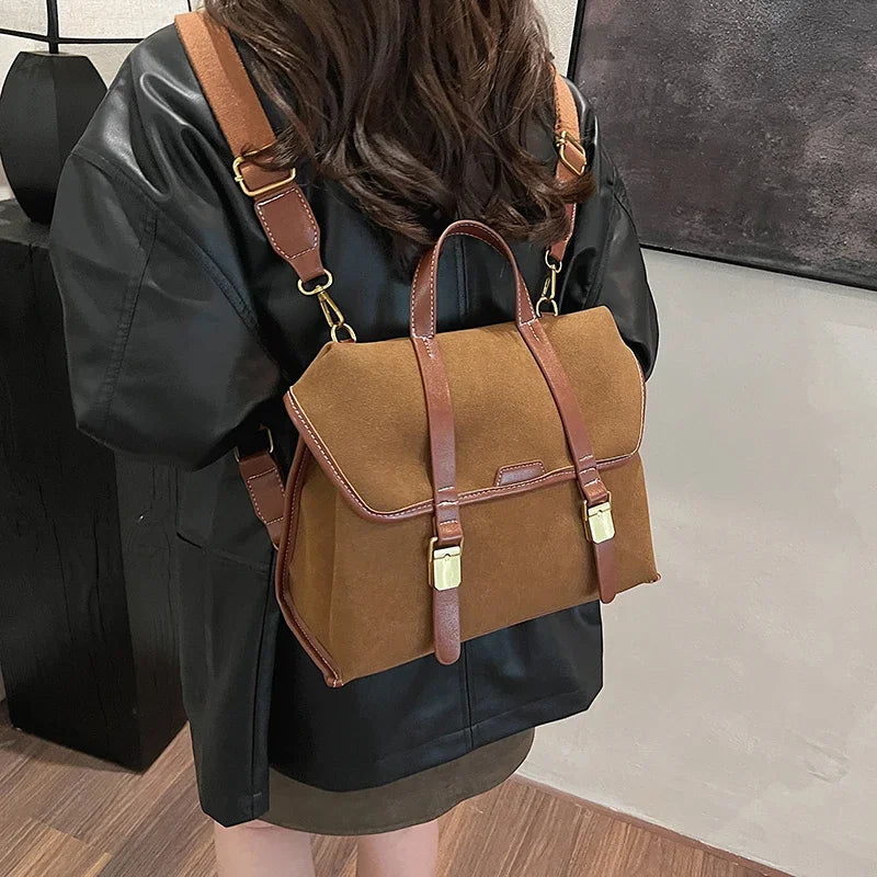 UAKISS  -  Women Retro Small NUBUCK Backpacks 2024 Winter Y2K Korean Fashion Vintage Backpack Lady Students Travel Back Packs