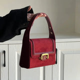 UAKISS  -   Niche Underarm Small Square Bag Fashionable and Versatile Korean Version Handbag New Retro Suede Tote Bags