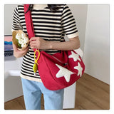 UAKISS  -  Star Y2k Messenger Bag Women 2024 New Harajuku Cute Canvas Casual Tote Crossbody Bag Ladies Red Bolsa Mujer Aesthetic