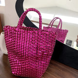 UAKISS  -  Handmade Woven Beach Woven Tote Bag Women Large Capacity Composite Single Shoulder Shopping Bags Handmade