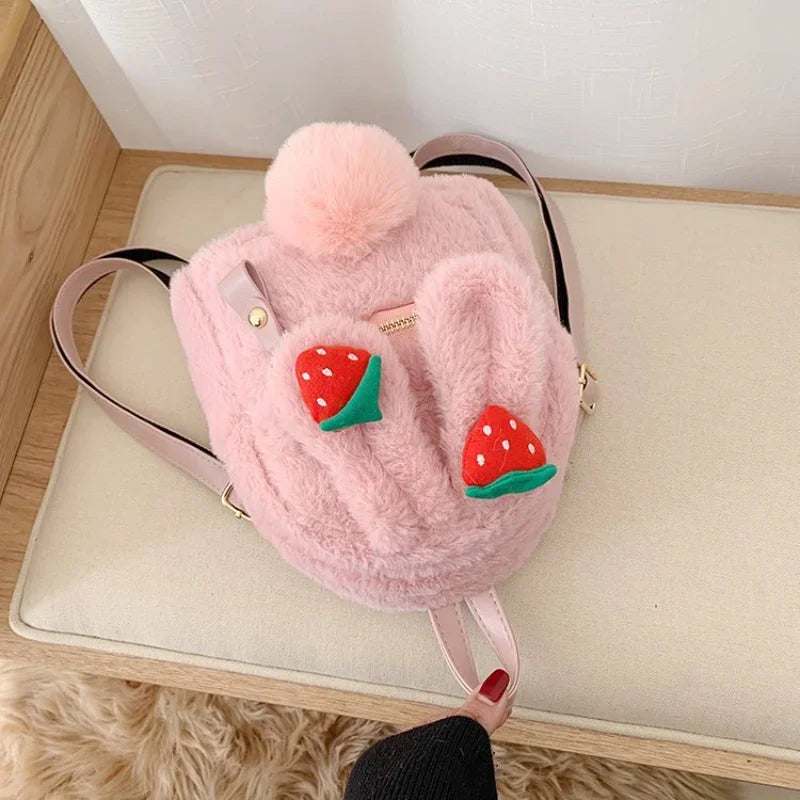 UAKISS  -  Casual Kawaii Cute Fluffy Women's Bags New Korean Fashion Cartoon Girls Schoolbags Preppy Sweet Y2k Aesthetic Students Backpacks