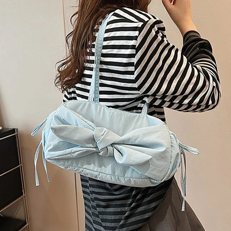 Uakiss Luxury Ladies Tote Bag Fashion Sweet Bow Shoulder Bags Female Korea Style Casual All Match Daily Nylon Bolso Mujer Shopper