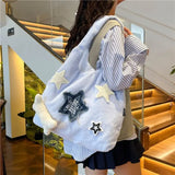 UAKISS  -  All Match Women Students High-capacity Tote Bags Y2k Fluffy Kawaii Star Handbags New Female Casual Vintage Shoulder Underarm Bag