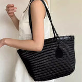 UAKISS  -  Women Weaving Clutches Top-handle Bag Large Portable Shoulder Bag Summer Beach Purses Shopper Satchel Female Tote Bags