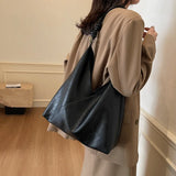 UAKISS  -   Big PU Leather Underarm Bags Lady Vintage Hobo Shoulder Bag for Women 2024 Winter New Y2K Korean Fashion Handbags