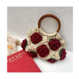 UAKISS  -  Fashion Original Design Fashion Women Shoulder Bag Yarn Crochet Handmade Flower Casual Tote Lady Shopping Handbag