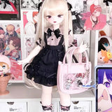 Uakiss Transparent Pocket Kawaii Doll Mini Itabags Y2k Lolita Pain Crossbody Bags PU Leather Cute Cartoon Handbags Japanese Bags Girls