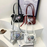 UAKISS  -   Aesthetic Women Handbags Heart Shaped Transparent Underarm Shoulder Bags Ribbon Lace Small Capacity Crossbody Ita Bolso