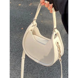 UAKISS  -  White Half Moon Bags Women 2024 New Handle Leather Chic Solid Messenger Bag Ladies Harajuku Aesthetic Crossbody Bag Y2k