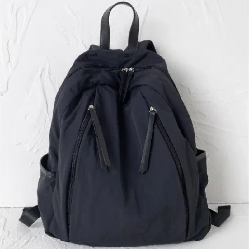 UAKISS  - Japanese Korean Vintage Solid Simple Schoolbag Women Students All Match Casual Handbags Streetwear Grunge Backpack Y2k Aesthetic