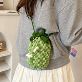 UAKISS  -  Luxury Women Brand Wool Weave Crossbody Bag Casual Small Pineapple Messenger Shoulder Bag