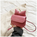 UAKISS  -  Small Pink Shoulder Bag for Women Sweet Bow Elegant Square Fashion Coin Purse Pu Leather Casual Literary Kawaii Lady Wallet