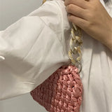 UAKISS  -  Acrylic Hand-woven Handbags Summer Woven Tote Bag Simple Texture Dinner Party Handmade Casual Elegant Fashion Portable Evening