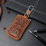 UAKISS  -  New First Layer Cowhide Luxury Key Bag Genuine Leather Men's Women's Multifunctional Keychain Crocodile Pattern Car Key Bag