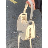 UAKISS  -  White Half Moon Bags Women 2024 New Handle Leather Chic Solid Messenger Bag Ladies Harajuku Aesthetic Crossbody Bag Y2k