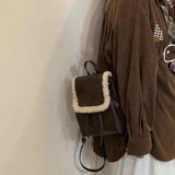 UAKISS  -  Patchwork Fluffy Fashion Mini Backpack Korean Ins Simple All Match Women's Bags Girls Y2k Aesthetic Casual Chic Backpacks Trendy