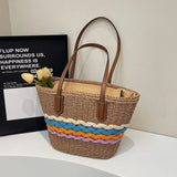 UAKISS  -  Big Straw Weave Tote Bags for Women 2025 Spring Korean Fashion Summer Shoulder Bags Lady Handbags Females Beach Bag