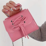 UAKISS  -  Small Pink Womens Shoulder Bag Chains Designer Fashion Korean Popular Handbag Casual Bow Sweet Cute New Female Coin Purse