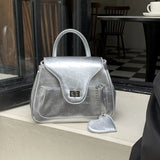 UAKISS  -   Fashion Women Backpacks  New Trend Silver PU Chains Shoulder Bags Individuality Casual Daily Commute Bolso Mujer