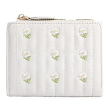 UAKISS  -  1Pc Chic Simplicity Floral Wallet Women Girl Elegant Black White Color Embroidery Purse Card Wallet Portable Travel  Cute Wallet