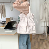 UAKISS  -  2024 Fashion Personality Pleated Shoulder Handbags Korean Ins Y2k Solid Casual Underarm Bag High-capacity Simple Women Backpacks