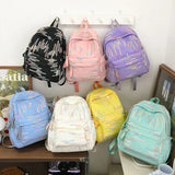 UAKISS  - Nylon Fabric Zipper Tassel Backpack Embroider Waterproof Preppy Student Bag Fashion Fallow All-match Cute Satchel Mochila Bolsa