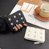 UAKISS  -  1Pc Chic Simplicity Floral Wallet Women Girl Elegant Black White Color Embroidery Purse Card Wallet Portable Travel  Cute Wallet