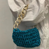 UAKISS  -  Acrylic Hand-woven Handbags Summer Woven Tote Bag Simple Texture Dinner Party Handmade Casual Elegant Fashion Portable Evening