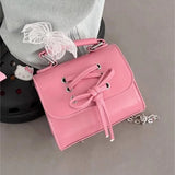 UAKISS  -  Small Pink Womens Shoulder Bag Chains Designer Fashion Korean Popular Handbag Casual Bow Sweet Cute New Female Coin Purse