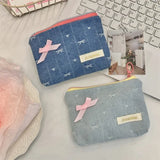 UAKISS  -  1 Piece Mini Sweet American Bow Lipstick Makeup Bag Fashion Student Girl Coin Bus Card Photocard Holder Portable Wallet Purse