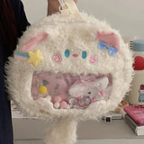 Uakiss Cat Shoulder Bag for Women Plush Sweet Fashion Y2k Small Backpack Japanese Style Transparent Casual Lolita Female Ita Bag