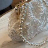 UAKISS  -  Elegant Vintage Womens Handbag Gentle Fashion White Pearl Chinese Style Shoulder Bag Luxury Designer Ladies Aesthetic Bags