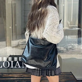 UAKISS  - Black Gothic Womens Shoulder Bag Vintage Leather Casual Fashion Y2k Tote Bag Large Capacity Luxury Advanced Female Handbag