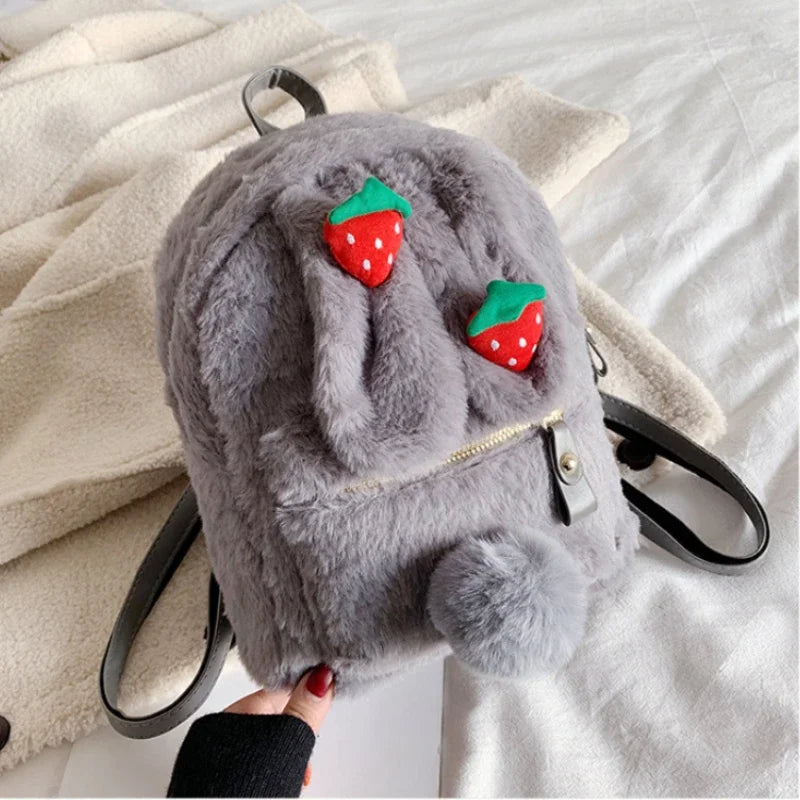 UAKISS  -  Casual Kawaii Cute Fluffy Women's Bags New Korean Fashion Cartoon Girls Schoolbags Preppy Sweet Y2k Aesthetic Students Backpacks