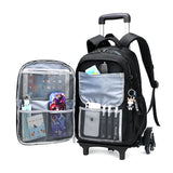 UAKISS  -  High-capacity on 2/6 Wheels Waterproof Luggage Rolling Bag Student Shoulder Backpack  Detachable Children Rolling School Bags