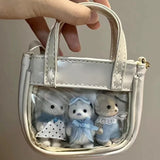 Uakiss Transparent Pocket Kawaii Doll Mini Itabags Y2k Lolita Pain Crossbody Bags PU Leather Cute Cartoon Handbags Japanese Bags Girls