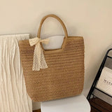 UAKISS  -   Ladies Big Straw Shoulder Side Bags Women  Summer Hit Trendy Fashion Tote Bag Lady Handbags Purses Beach Totes