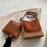 UAKISS  -  Big Bag Women's Large Capacity Crossbody Bag Women Autumn and Winter Lamb Wool Tote Bag Plush One-shoulder Bucket Bag