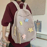 UAKISS  -  2024 High-capacity Simple Women Student Star Backpack  Vintage Casual All Match Schoolbags Korean Trendy Kawaii Girls Backpacks