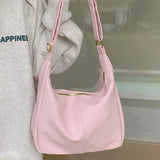 UAKISS  -  Pure Pink Shoulder Bag Women Elegant Casual Large Capacity Sweet Fashion Tote Bag Pu Leather Korean Style Female Handbag