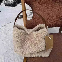 UAKISS  -  Korean Chic Lamb Wool Women Shoulder Bags Fluffy Casual Fashion All Match Handbags Fairy Y2k Aesthetic Sweet Underarm Bag Trendy